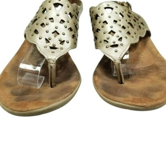 Cobb Hill New Balance Womens Leather Sandals 7M Gold Open Toe Perforated Design - Picture 11 of 13